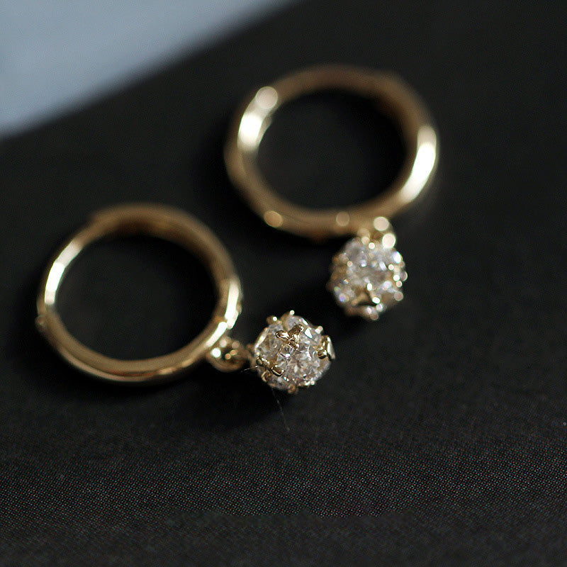 CIRCLE DROP BALL HOOP EARRING - Luminous Amore